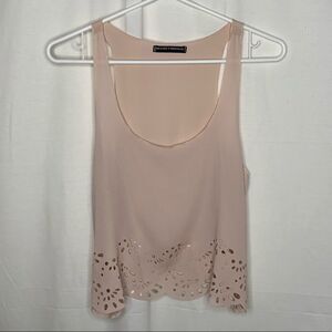 Brandy Melville Scallop Hem Laser Cutout Scoop Tank Top Blush Pink One Size